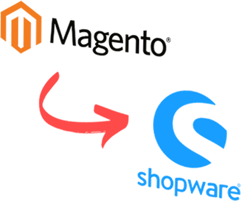 Migration und Wechsel Magento zu Shopware mit Logos dargestellt